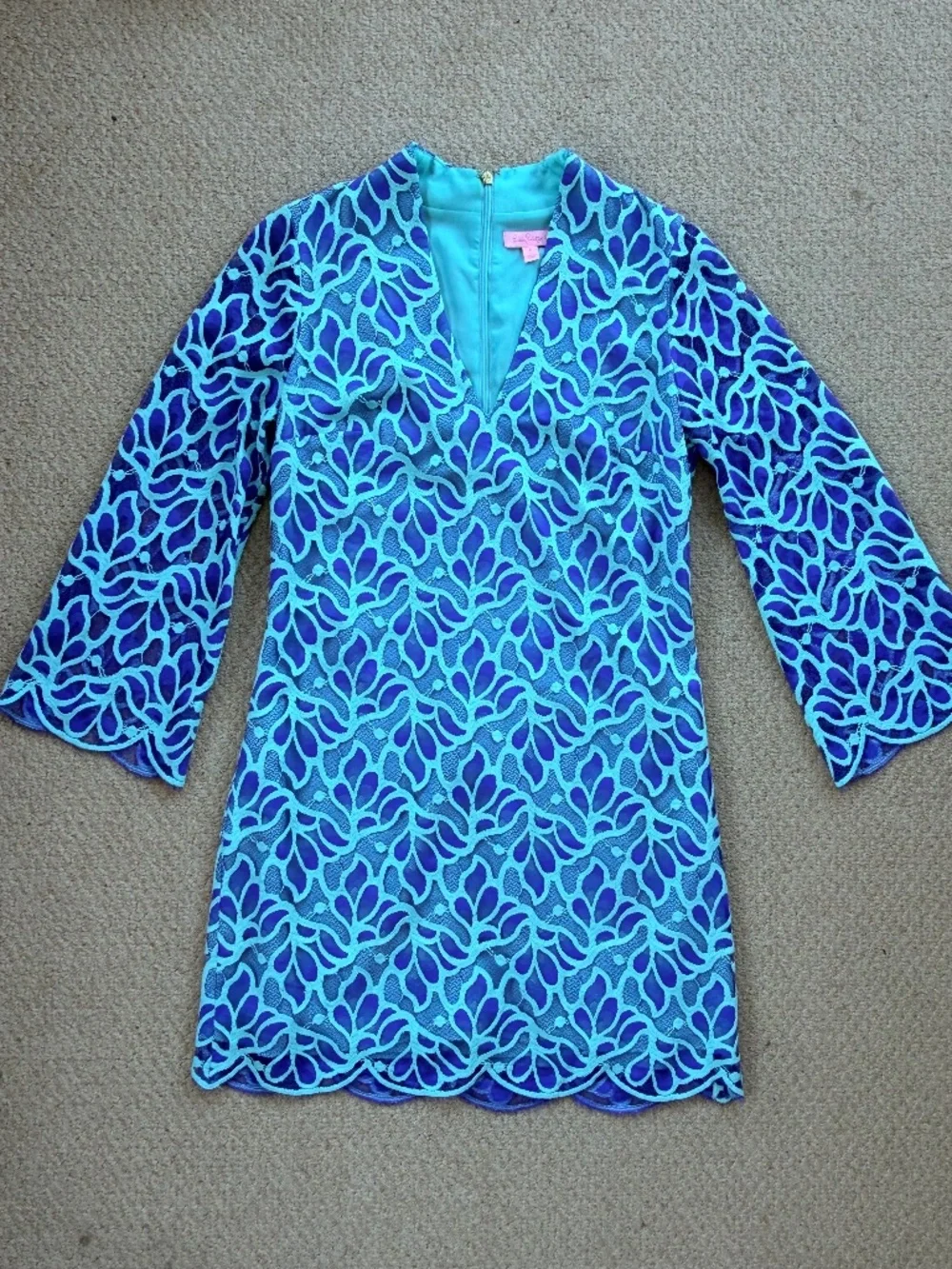 Lilly Pulitzer Devina Brewster Blue Light Flora Lace Shift Dress Size 6 - Picture 2 of 6